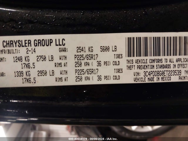 3C4PDDBG0ET223539 Dodge Journey Sxt