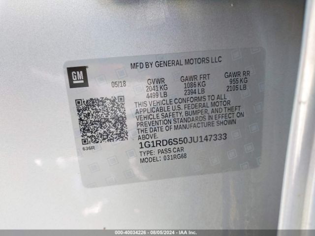 1G1RD6S50JU147333 Chevrolet Volt Premier