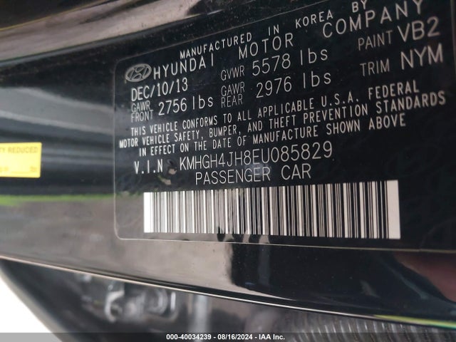 KMHGH4JH8EU085829 Hyundai Equus Ultimate