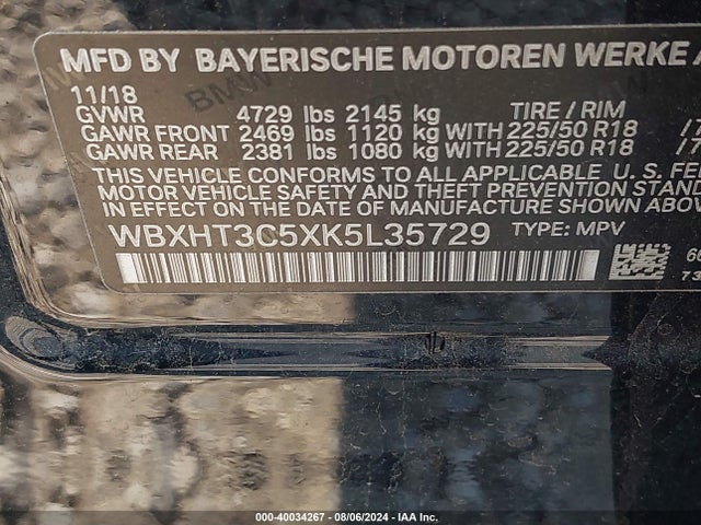 WBXHT3C5XK5L35729 BMW X1 Xdrive28i
