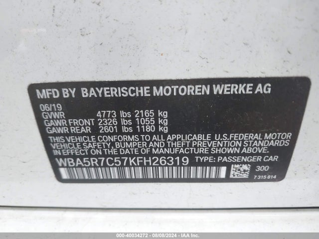 WBA5R7C57KFH26319 BMW 330i Xdrive