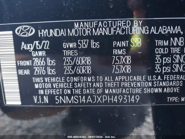 Hyundai Santa Fe Se 2023 5NMS14AJXPH493149 Image 9