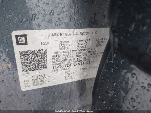 1GCGTDENXK1159137 Chevrolet Colorado Z71