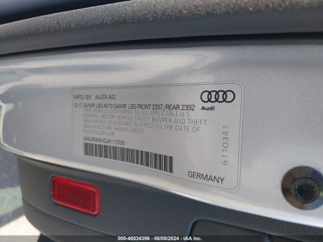 WAUKMAF42JA113700 Audi A4 2.0t Tech Ultra Premium/2.0t Ultra Premium