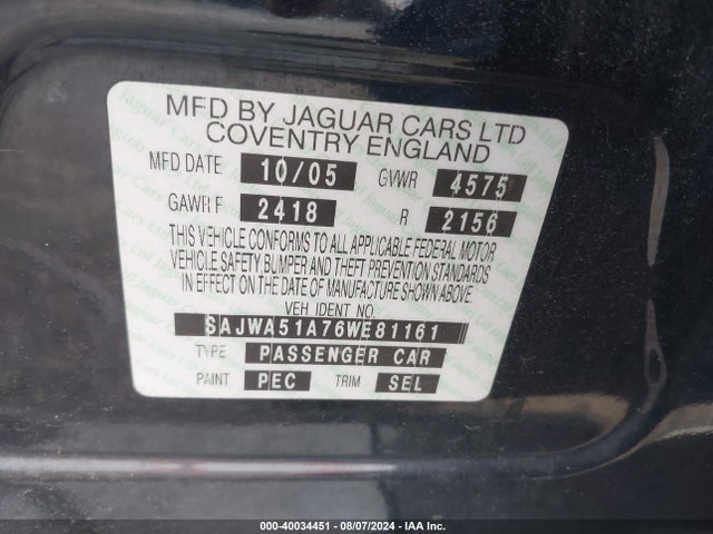 2006 JAGUAR X-TYPE SAJWA51A76WE81161 Photo 8