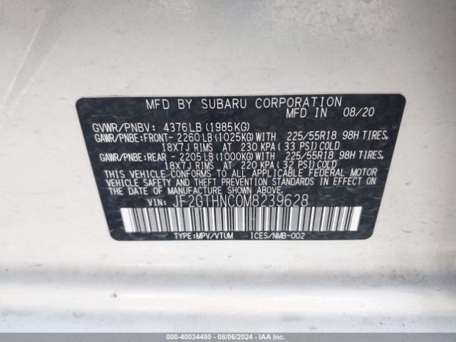 JF2GTHNC0M8239628 Subaru Crosstrek Limited