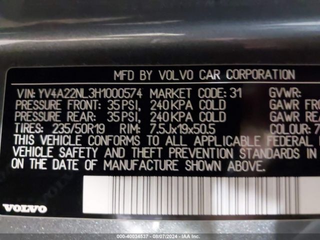 YV4A22NL3H1000574 Volvo V90 Cross Country T6