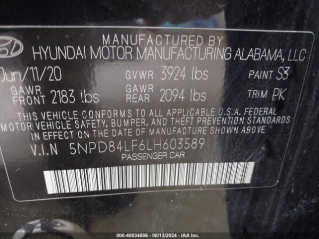 5NPD84LF6LH603589 Hyundai Elantra Value Edition