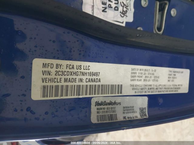 2C3CDXHG7NH169497 Dodge Charger Gt Rwd