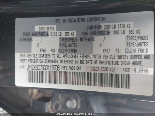 JM1DKBC76G0113705 Mazda Cx-3 Touring