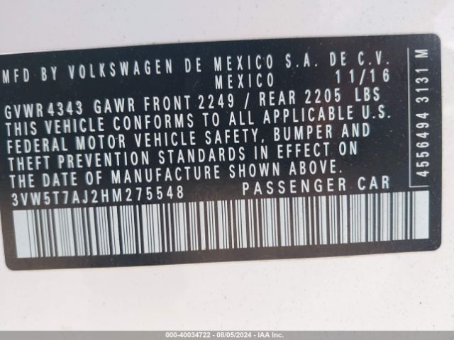 3VW5T7AJ2HM275548 Volkswagen JETTA GLI
