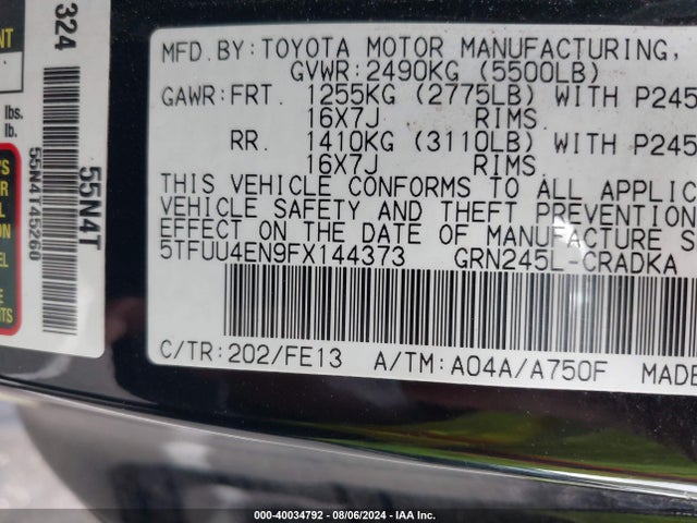 Toyota Tacoma Base V6 2015 5TFUU4EN9FX144373 Image 9