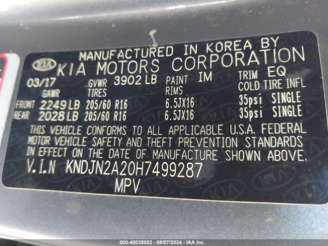 KNDJN2A20H7499287 KIA Soul