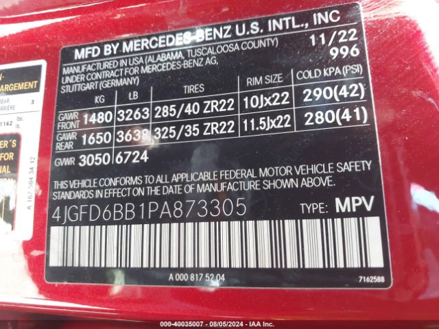 4JGFD6BB1PA873305 Mercedes-Benz Amg Gle 53 Coupe 4matic
