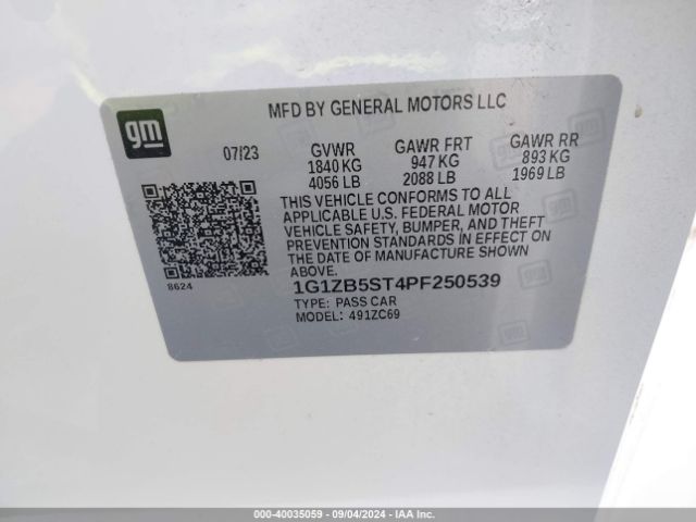 1G1ZB5ST4PF250539 Chevrolet Malibu Fwd Ls