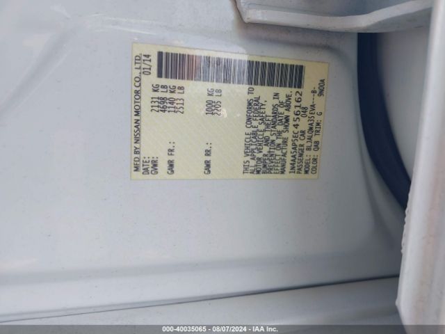 1N4AA5AP5EC456162 Nissan Maxima 3.5 S/3.5 Sv
