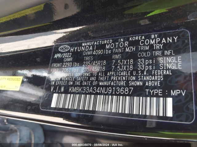 KM8K33A34NU913687 Hyundai Kona N Line