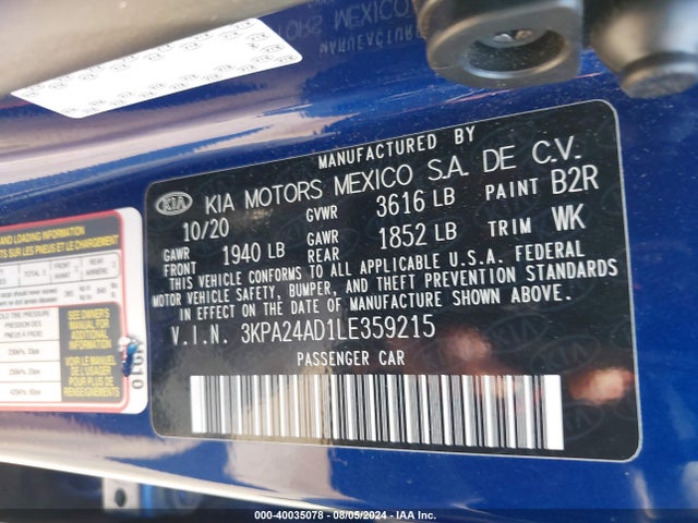 KIA RIO S 2020 3KPA24AD1LE359215 Image 9