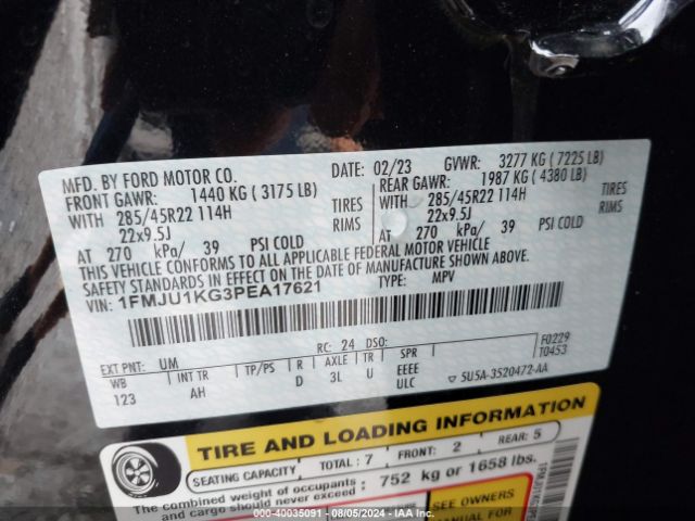 1FMJU1KG3PEA17621 Ford Expedition Limited