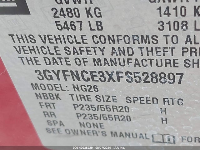 3GYFNCE3XFS528897 Cadillac Srx Performance Collection