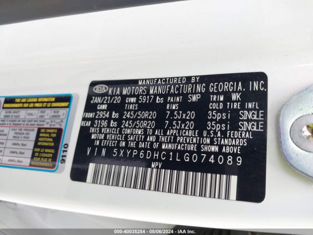 5XYP6DHC1LG074089 KIA Telluride S