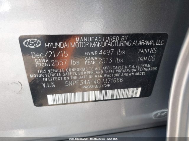 5NPE34AF4GH371666 Hyundai Sonata Sport