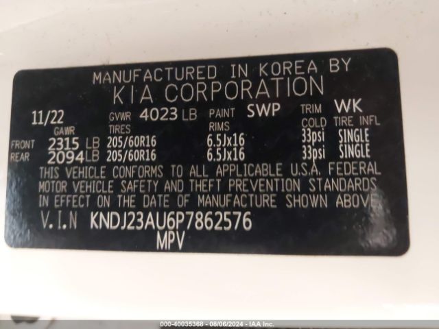 KNDJ23AU6P7862576 KIA SOUL LX