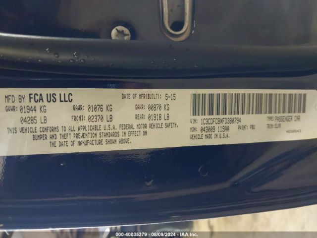 1C3CDFCBXFD380794 Dodge Dart Limited