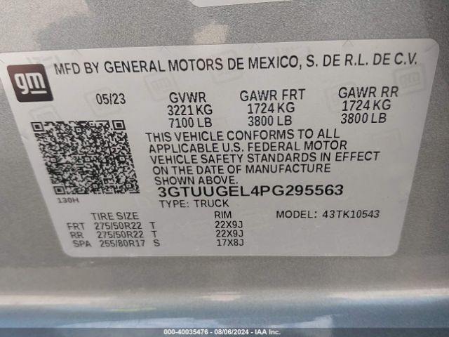 3GTUUGEL4PG295563 GMC Sierra 1500 4wd  Short Box Denali