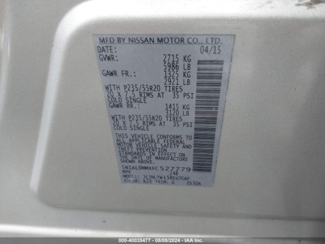 5N1AL0MMXFC527779 Infiniti QX60