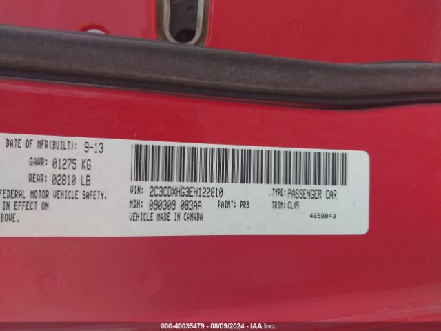 2C3CDXHG3EH122810 Dodge Charger Sxt Plus