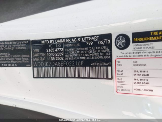 WDDJK7DA8EF022168 Mercedes-Benz SL 550