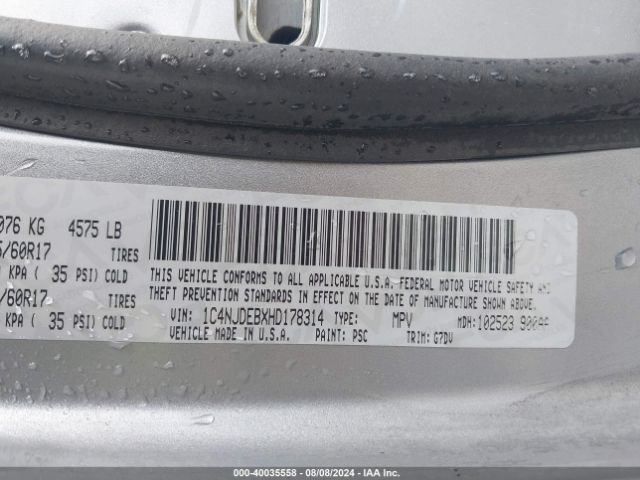 1C4NJDEBXHD178314 Jeep Compass Latitude 4x4