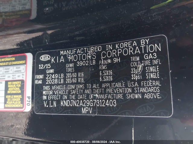 KIA Soul 2016 KNDJN2A29G7312403 Image 9