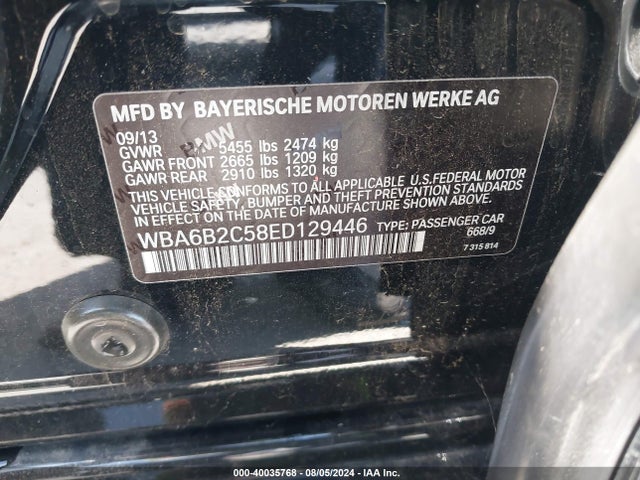 WBA6B2C58ED129446 BMW 650i Gran Coupe