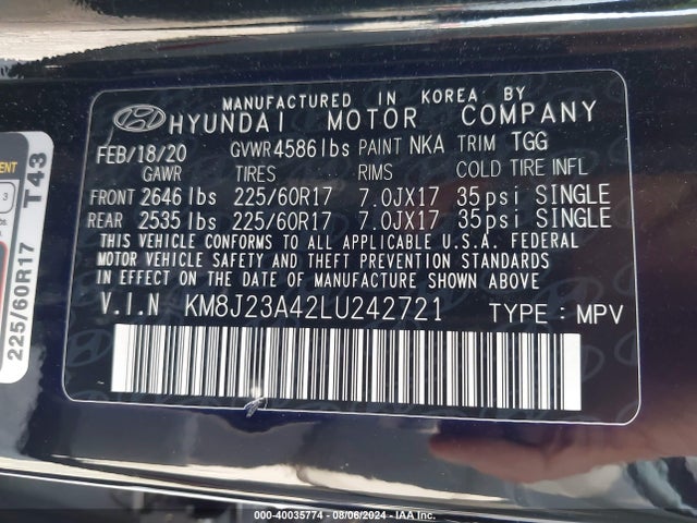 Hyundai TUCSON SE 2020 KM8J23A42LU242721 Image 9