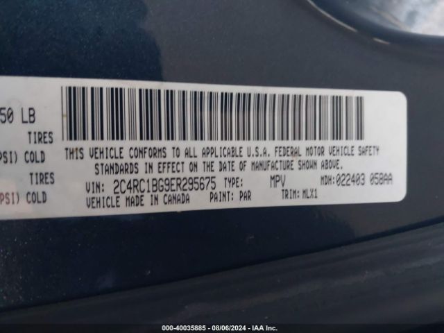 2C4RC1BG9ER295675 Chrysler Town & Country Touring