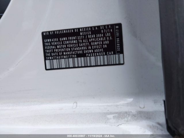 3VW4T7AU7FM017769 Volkswagen Golf Gti 2.0t Autobahn 4-door
