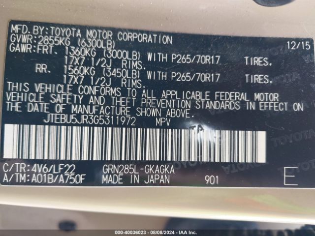 JTEBU5JR3G5311972 Toyota 4runner Trd Pro