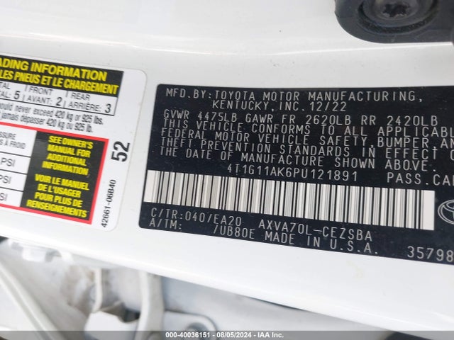 Toyota CAMRY SE 2023 4T1G11AK6PU121891 Image 9