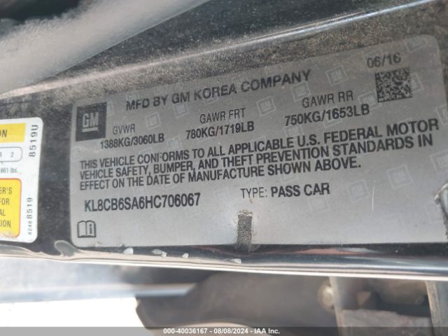 KL8CB6SA6HC706067 Chevrolet Spark Ls Cvt
