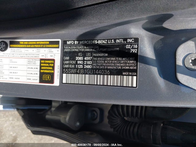 55SWF4JB1GU144036 Mercedes-Benz C 300 Luxury/sport