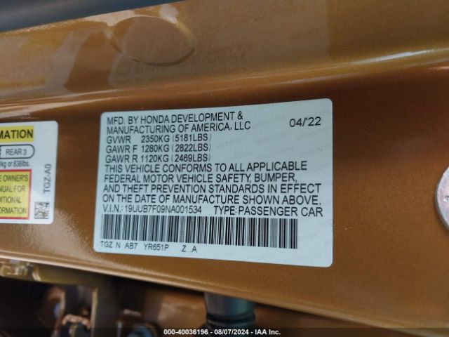 19UUB7F09NA001534 Acura Tlx Type S