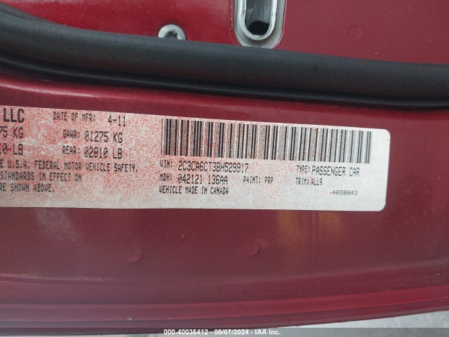Продаж на аукціоні авто 2011 Chrysler 300c, vin: 2C3CA6CT3BH529917, номер лоту: 40036412