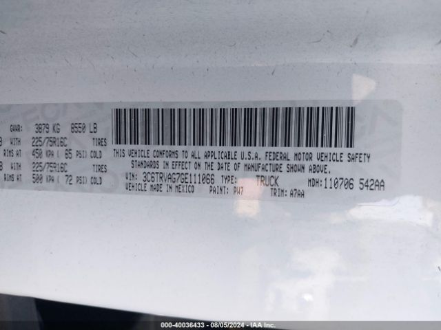 3C6TRVAG7GE111066 RAM Promaster 1500 Low Roof