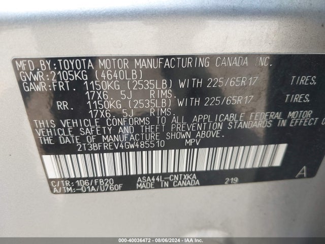 Toyota RAV4 LE 2016 2T3BFREV4GW485510 Image 9