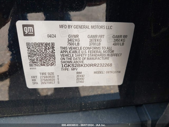 GMC Yukon 4wd Slt 2024 1GKS2BKD0RR232268 Image 9