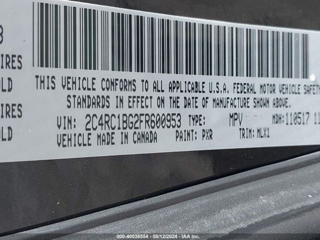 2C4RC1BG2FR600953 Chrysler Town & Country Touring