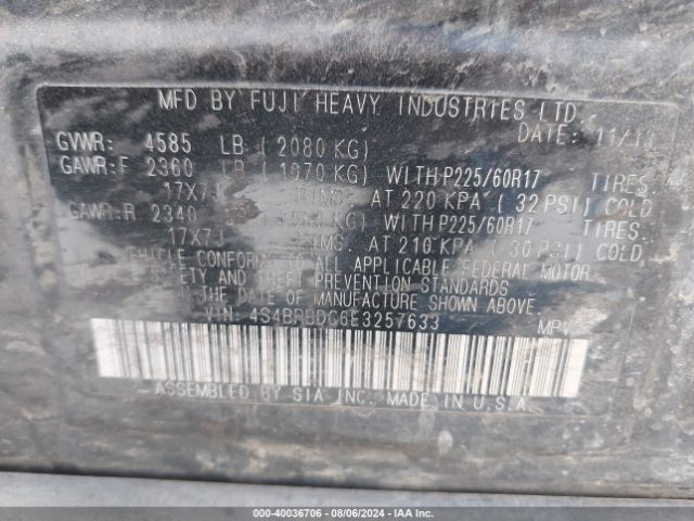 4S4BRBDC6E3257633 Subaru Outback 2.5i Premium