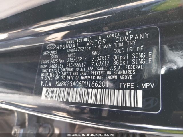 KM8K23AG6PU166201 Hyundai Kona Electric Se